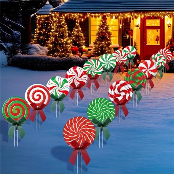 Other - 15 Pcs Christmas Outdoor Yard Signs Candy Decorations Outdoor Christmas Decor